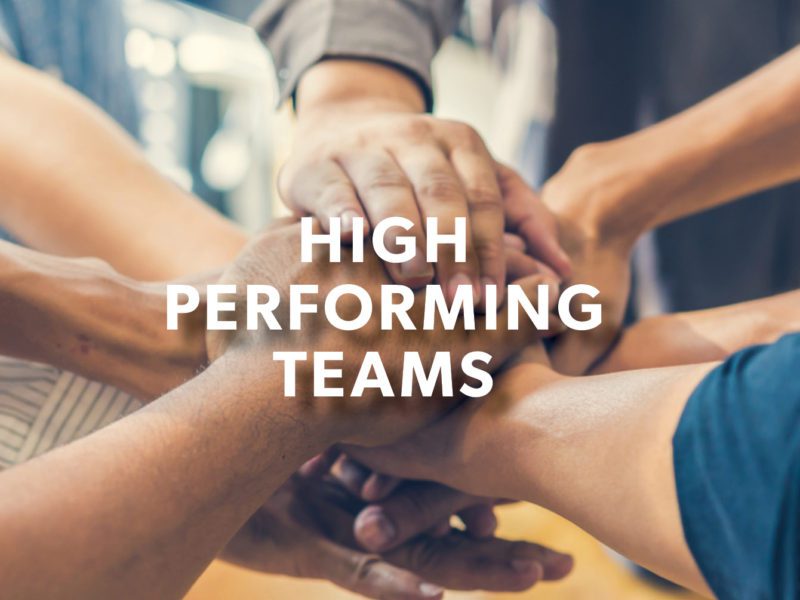 High Performing Teams banner with hands in the background